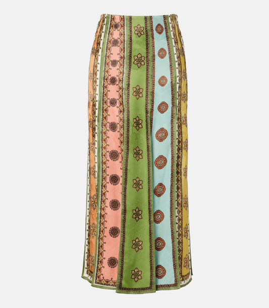 Glam Patchwork Floral Midi Skirt