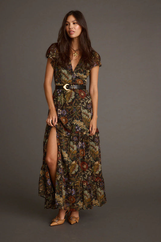 Glamorous Vintage Floral Wrap Slit Dress
