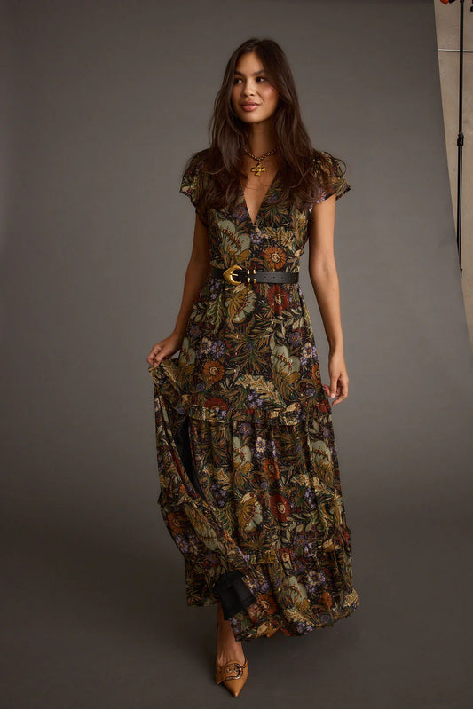 Glamorous Vintage Floral Wrap Slit Dress